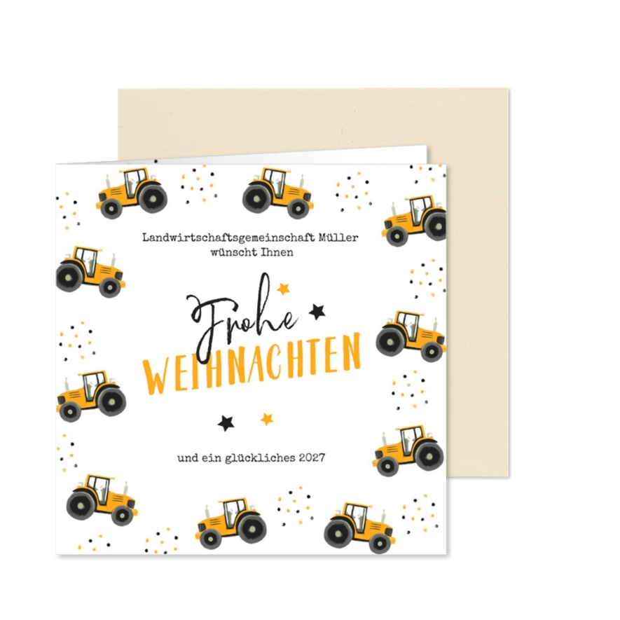 Weihnachtskarte Landwirtschaft Traktor - Karteneindruck
