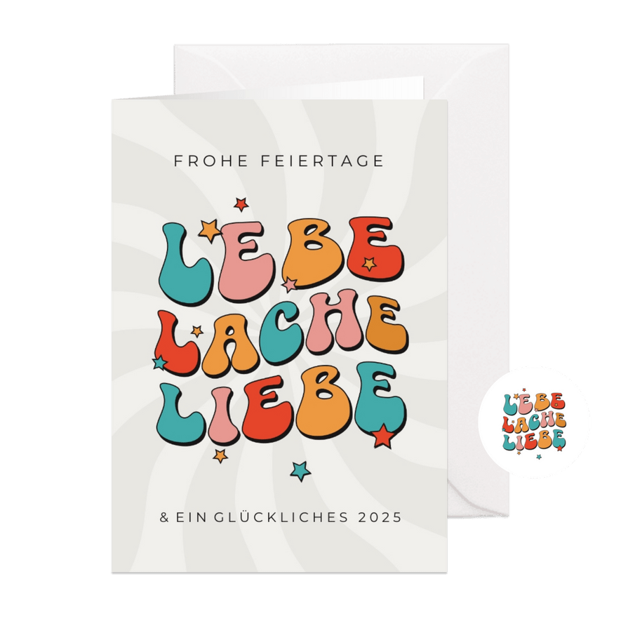 Weihnachtskarte 'Lebe, lache, liebe' - Karteneindruck
