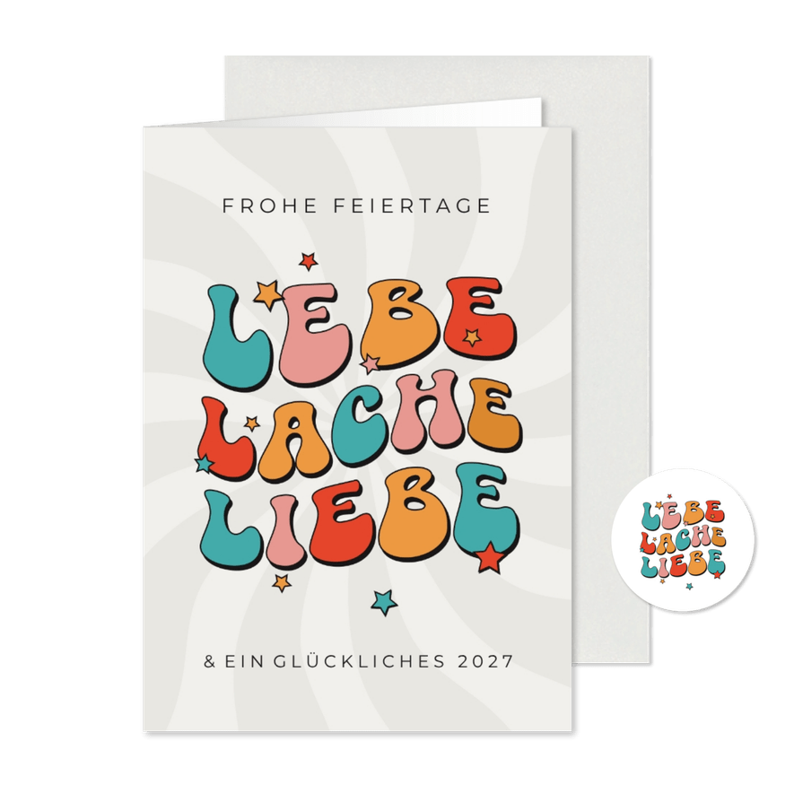 Weihnachtskarte 'Lebe, lache, liebe' - Kartenvorschau
