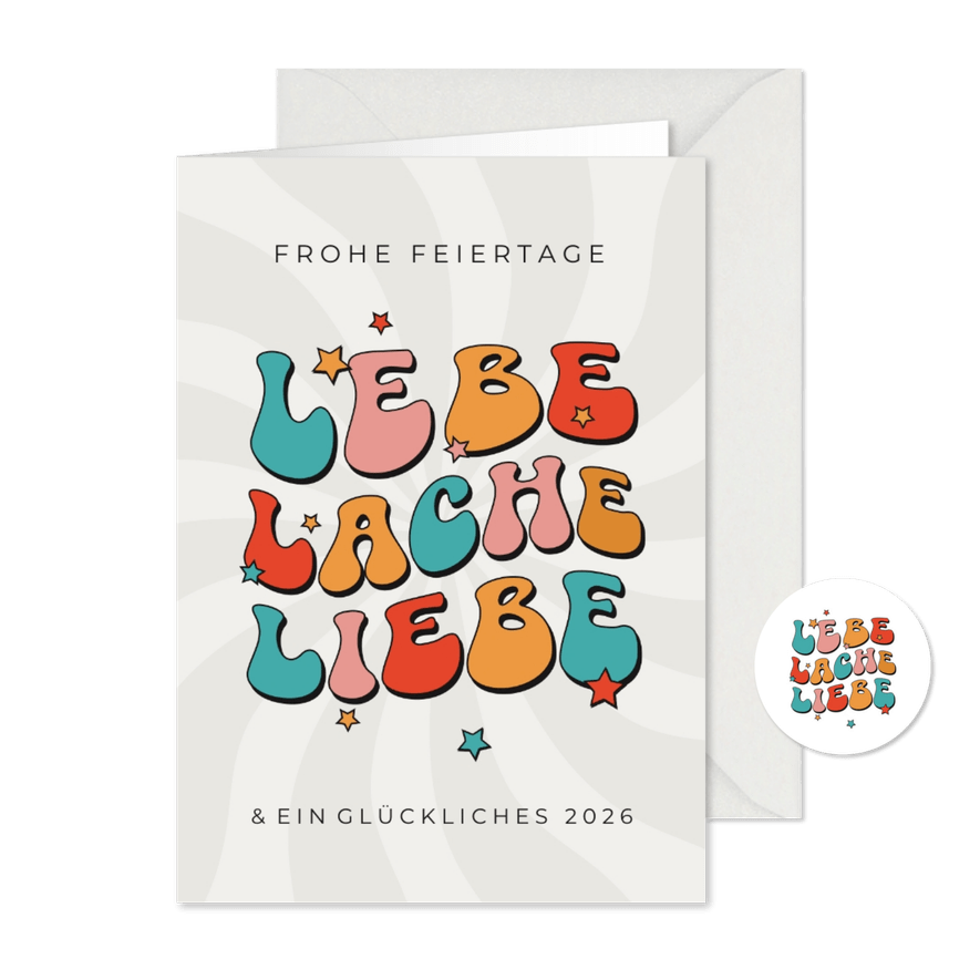 Weihnachtskarte 'Lebe, lache, liebe' - Karteneindruck
