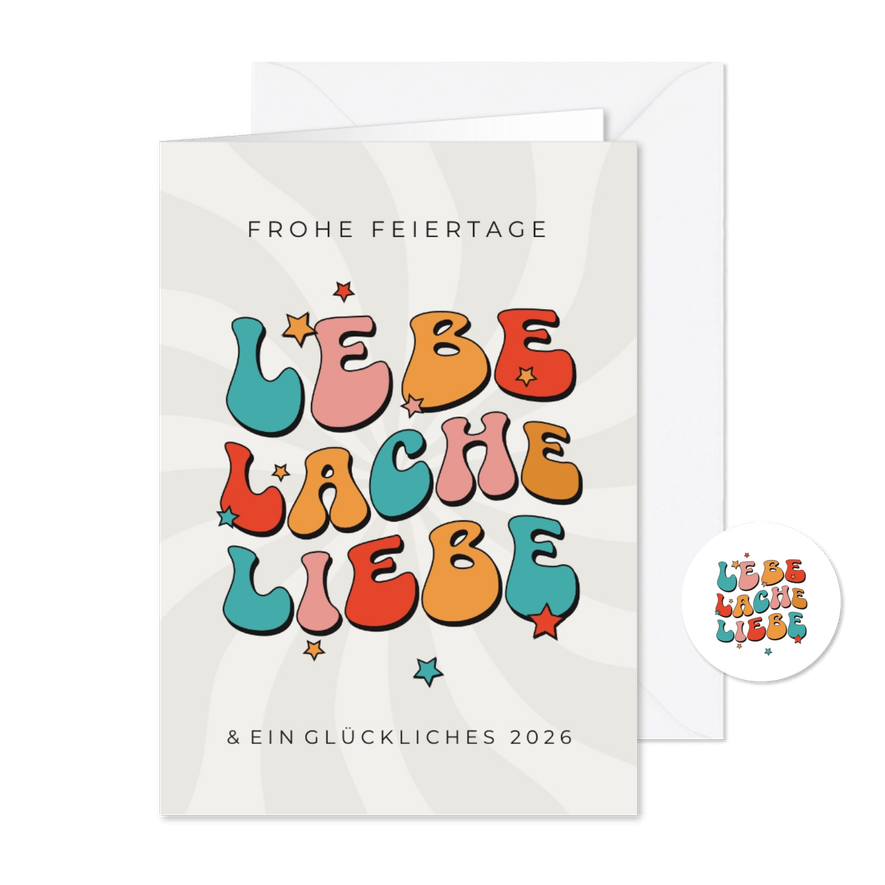 Weihnachtskarte 'Lebe, lache, liebe' - Karteneindruck