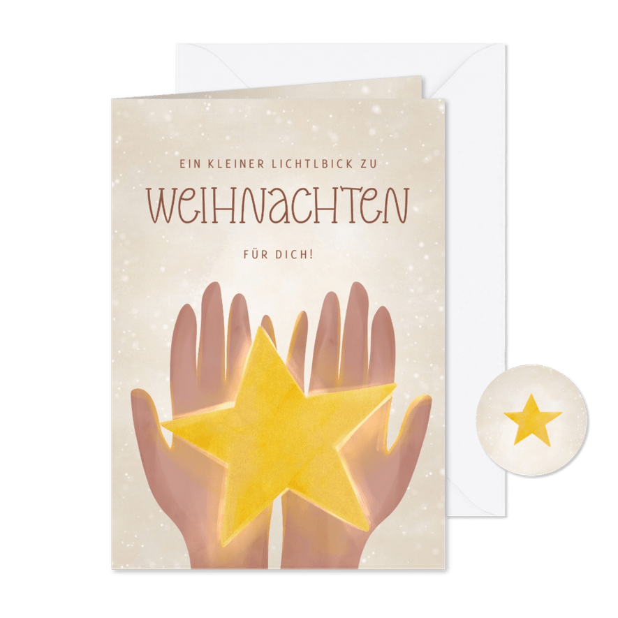 Weihnachtskarte leuchtender Stern - Karteneindruck