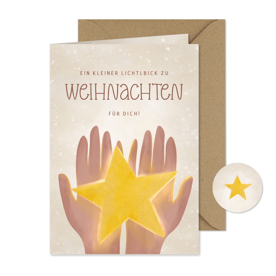 Weihnachtskarte leuchtender Stern - Karteneindruck