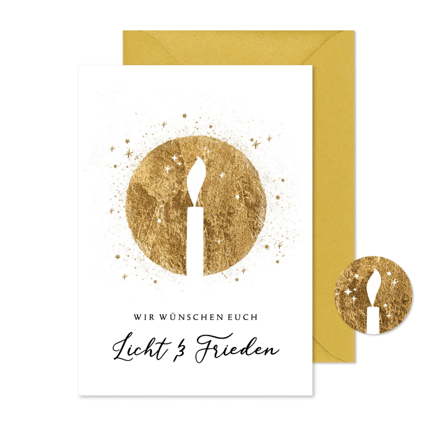 Weihnachtskarte Licht und Frieden - Karteneindruck