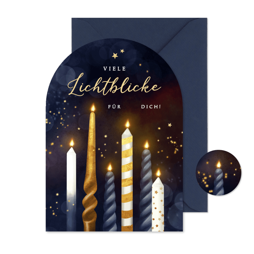 Weihnachtskarte Lichtblicke 6 Kerzen Bogenform - Karteneindruck