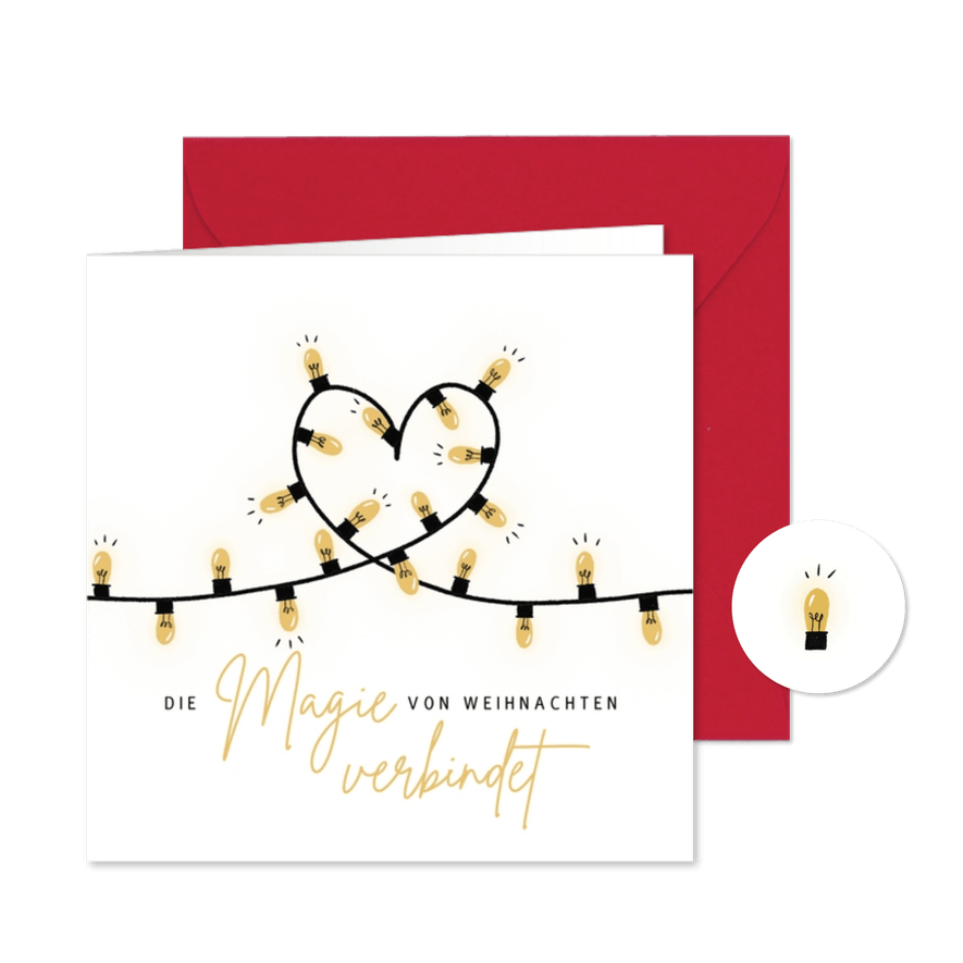 Weihnachtskarte Lichterkette Herz - Karteneindruck