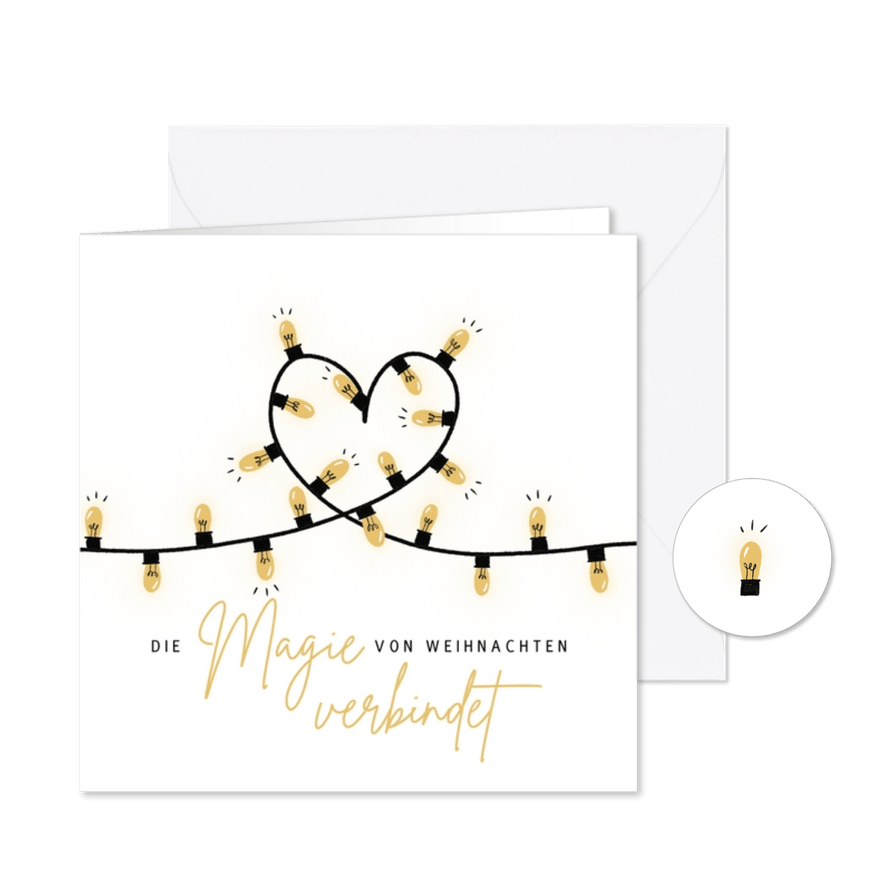 Weihnachtskarte Lichterkette Herz - Karteneindruck
