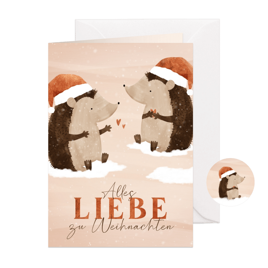 Weihnachtskarte liebenswerte Igel - Karteneindruck
