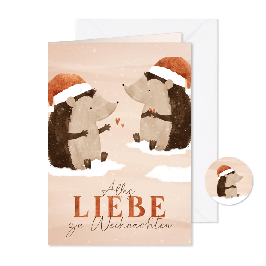 Weihnachtskarte liebenswerte Igel - Karteneindruck