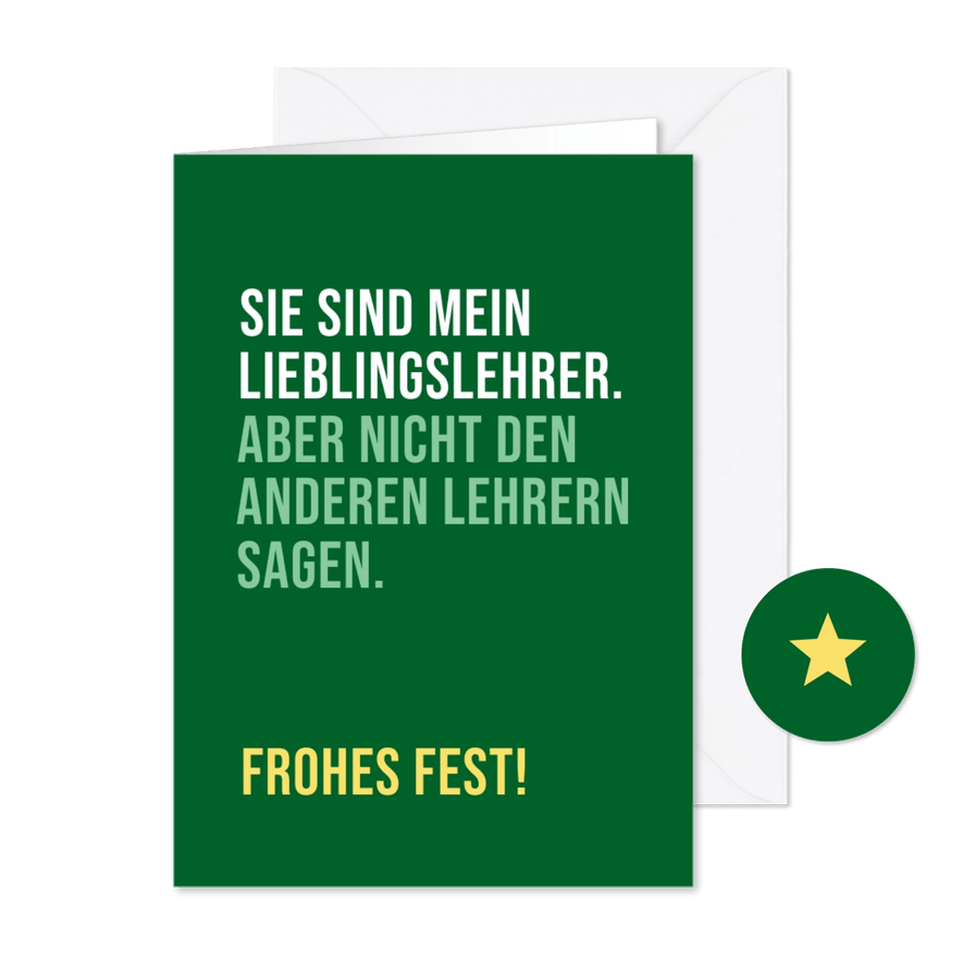 Weihnachtskarte Lieblingslehrer - Karteneindruck