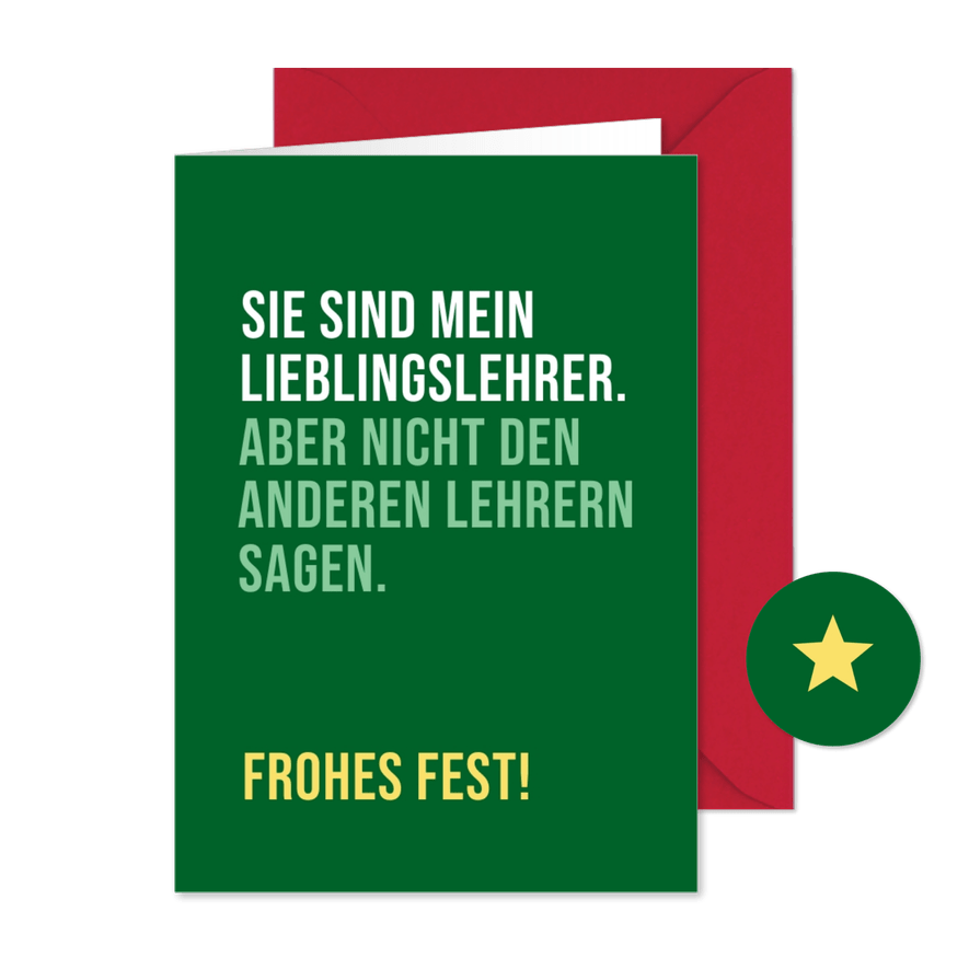 Weihnachtskarte Lieblingslehrer - Karteneindruck