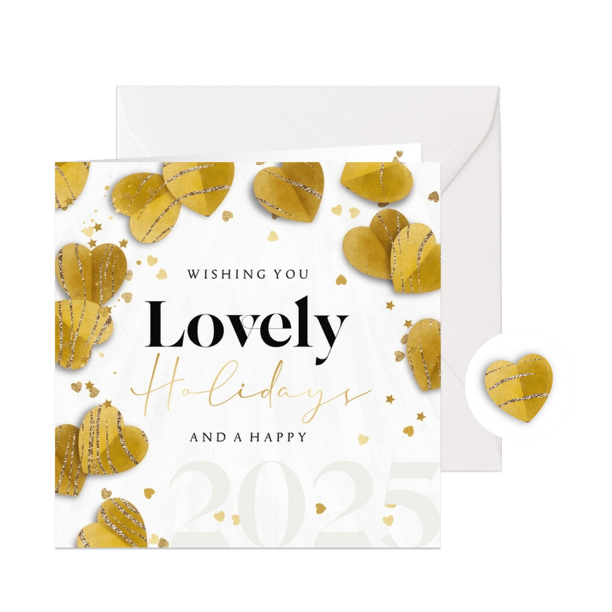 Weihnachtskarte 'Lovely Holidays' mit Herzen - Karteneindruck
