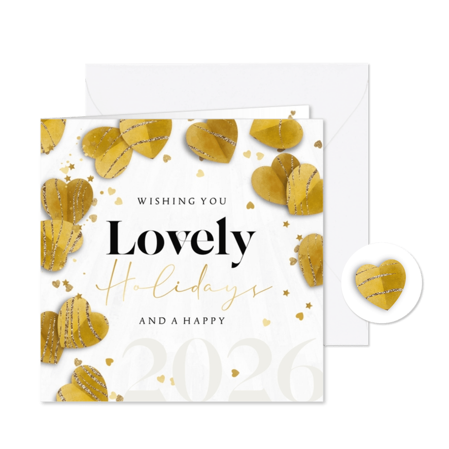 Weihnachtskarte 'Lovely Holidays' mit Herzen - Karteneindruck