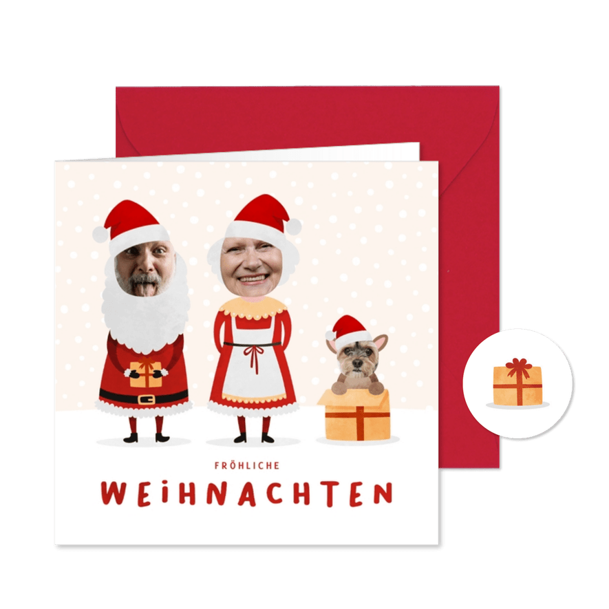 Weihnachtskarte lustige Weihnachtsfiguren - Karteneindruck