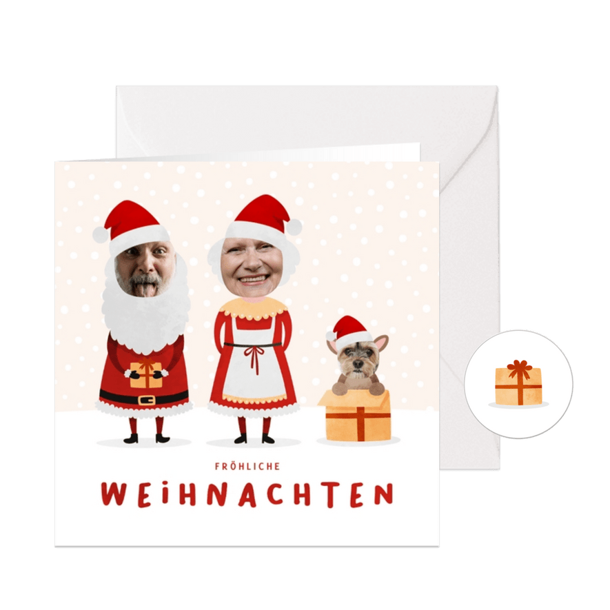 Weihnachtskarte lustige Weihnachtsfiguren - Karteneindruck
