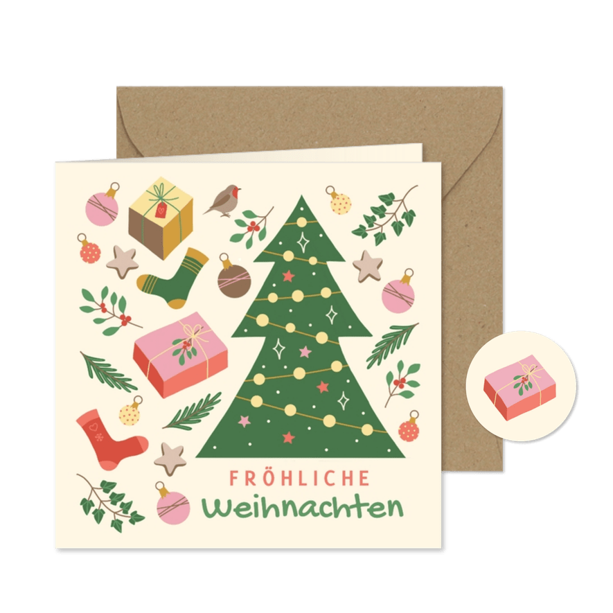 Weihnachtskarte lustige Weihnachtssymbole - Karteneindruck
