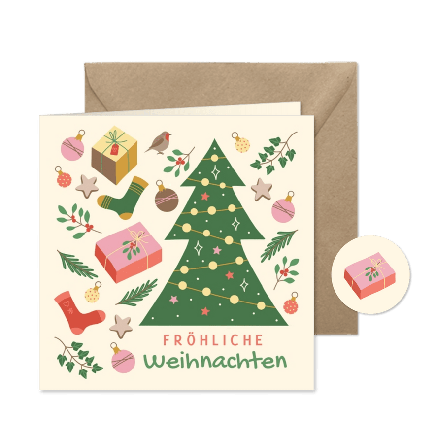 Weihnachtskarte lustige Weihnachtssymbole - Karteneindruck
