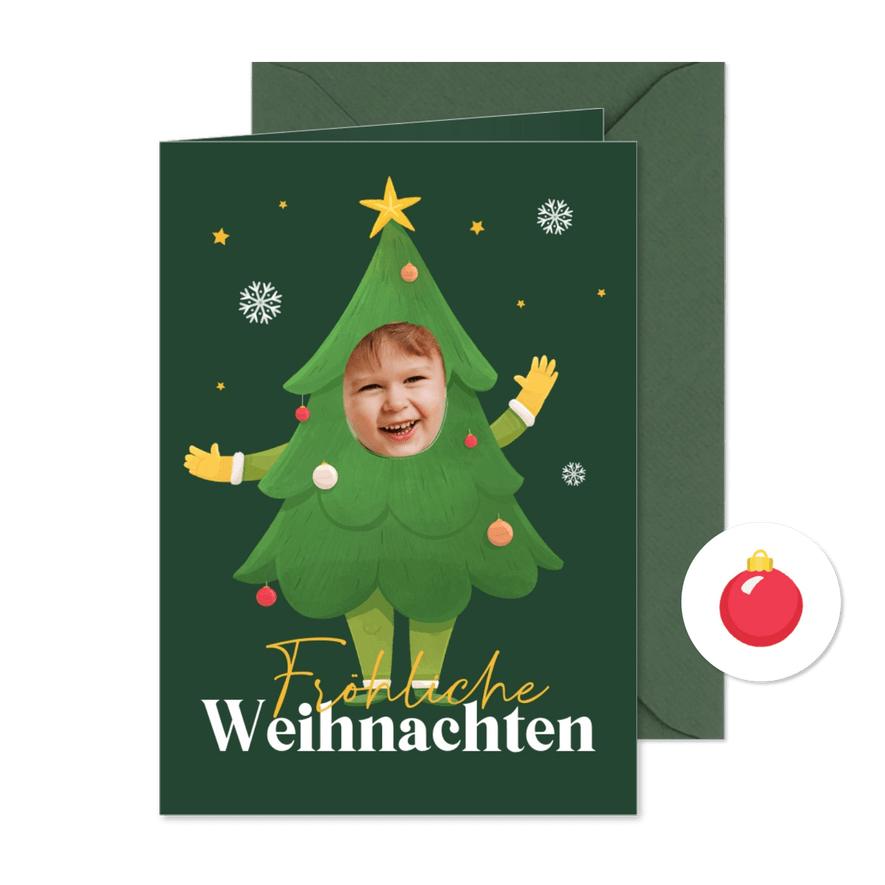 Weihnachtskarte lustiger Weihnachtsbaum - Kartenvorschau