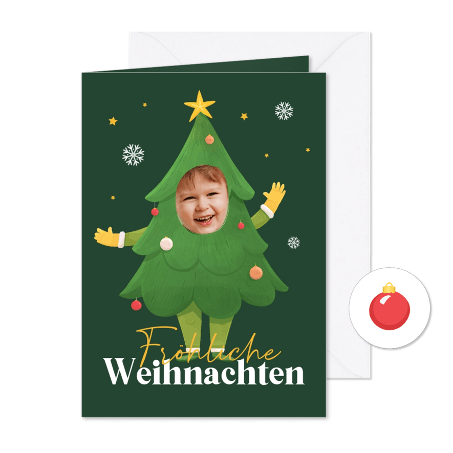 Weihnachtskarte lustiger Weihnachtsbaum - Karteneindruck