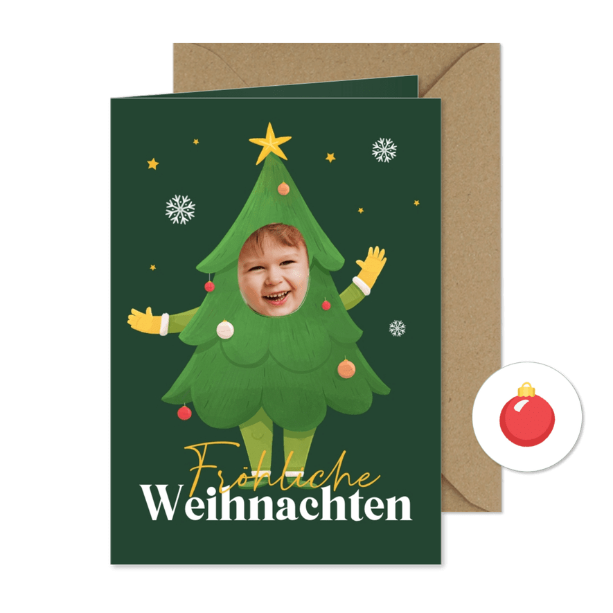 Weihnachtskarte lustiger Weihnachtsbaum - Karteneindruck