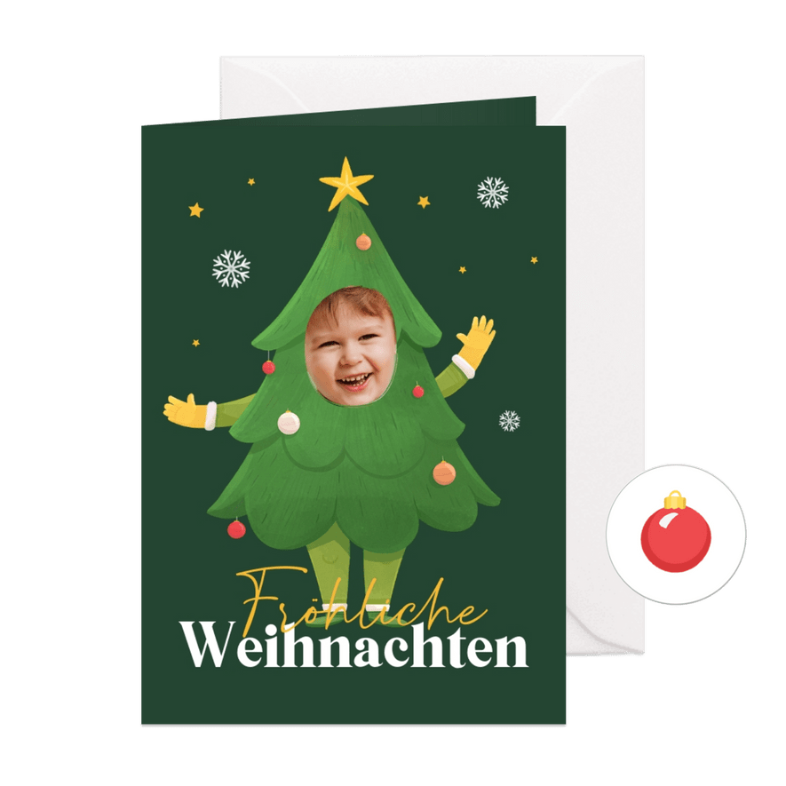 Weihnachtskarte lustiger Weihnachtsbaum - Karteneindruck
