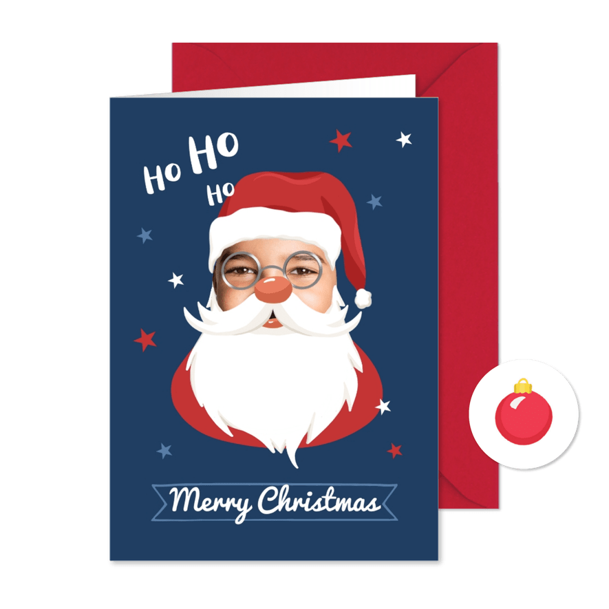 Weihnachtskarte lustiger Weihnachtsmann eigenes Foto - Karteneindruck
