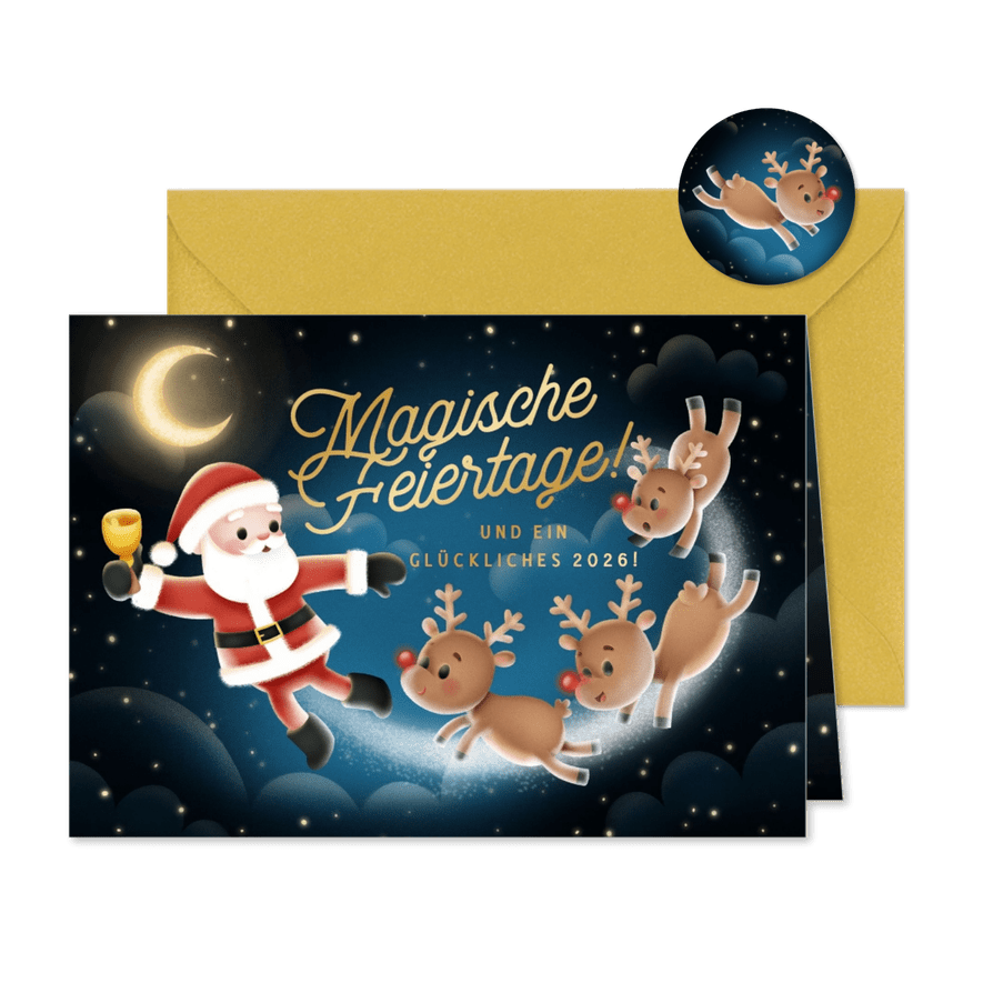 Weihnachtskarte 'Magische Weihnachten' - Karteneindruck