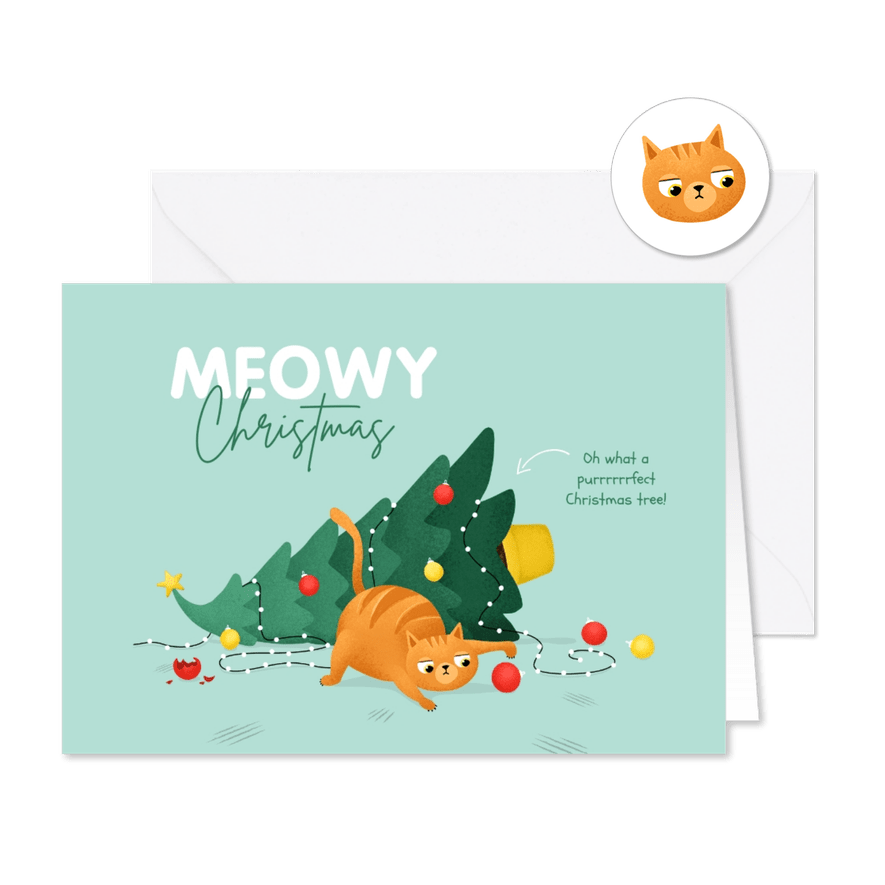Weihnachtskarte Meowy Christmas - Karteneindruck
