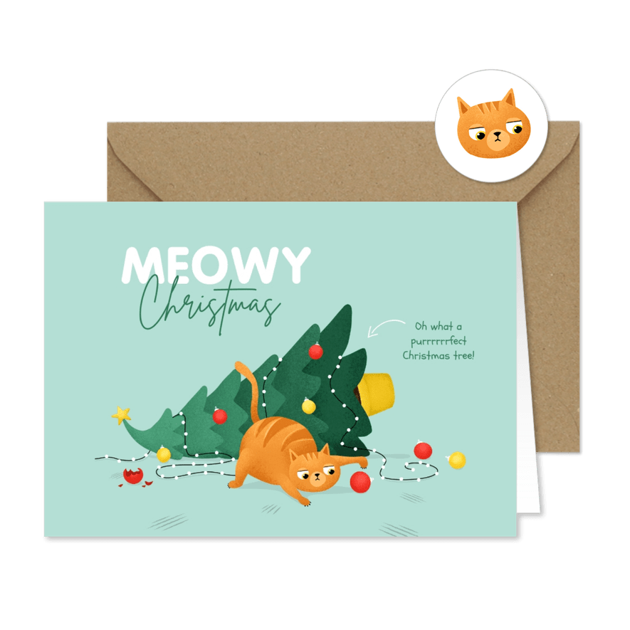 Weihnachtskarte Meowy Christmas - Karteneindruck