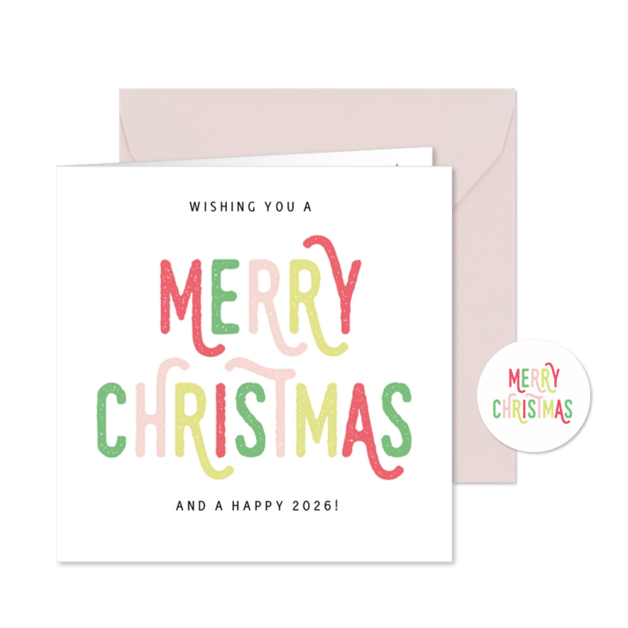 Weihnachtskarte 'Merry Christmas' bunt - Karteneindruck