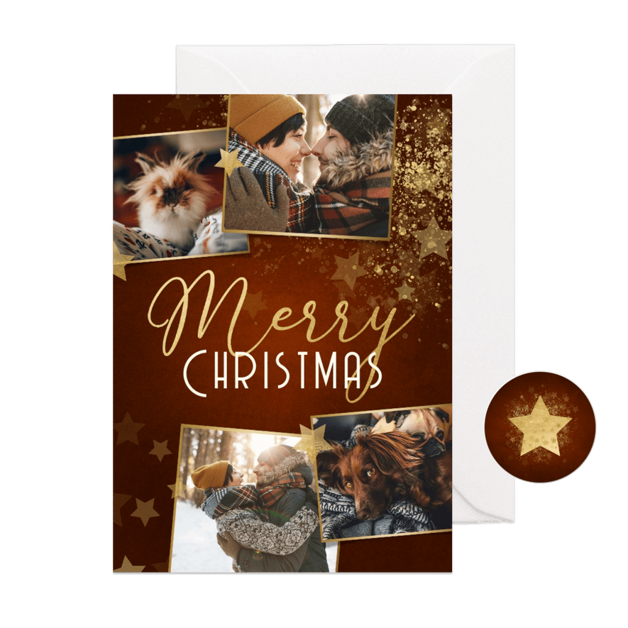 Weihnachtskarte 'Merry Christmas' Fotocollage - Karteneindruck
