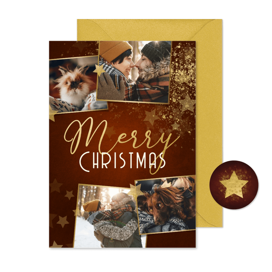Weihnachtskarte 'Merry Christmas' Fotocollage - Kartenvorschau