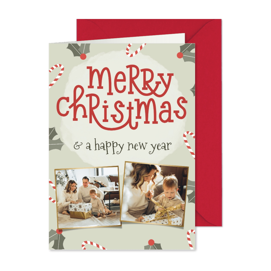 Weihnachtskarte 'Merry Christmas' Fotos und Dekoration - Karteneindruck