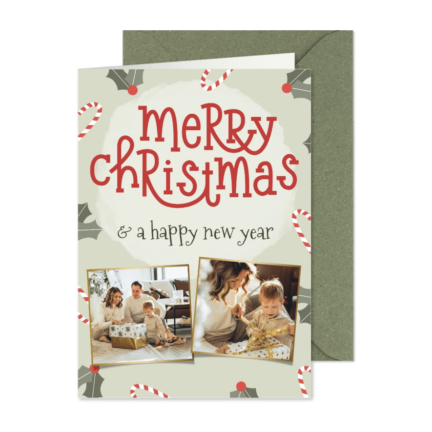 Weihnachtskarte 'Merry Christmas' Fotos und Dekoration - Karteneindruck