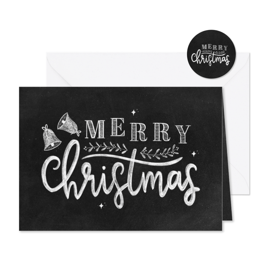 Weihnachtskarte 'Merry Christmas' Kreidelook - Karteneindruck