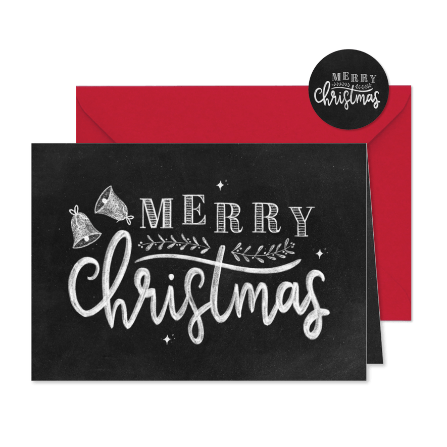 Weihnachtskarte 'Merry Christmas' Kreidelook - Karteneindruck