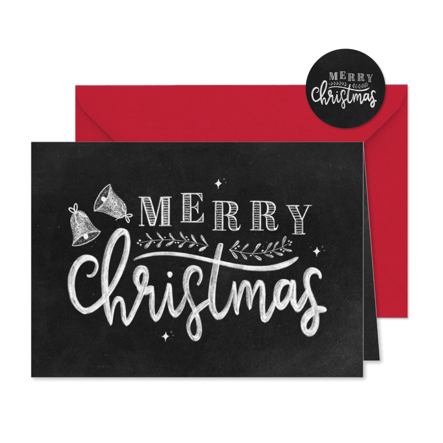 Weihnachtskarte 'Merry Christmas' Kreidelook - Karteneindruck
