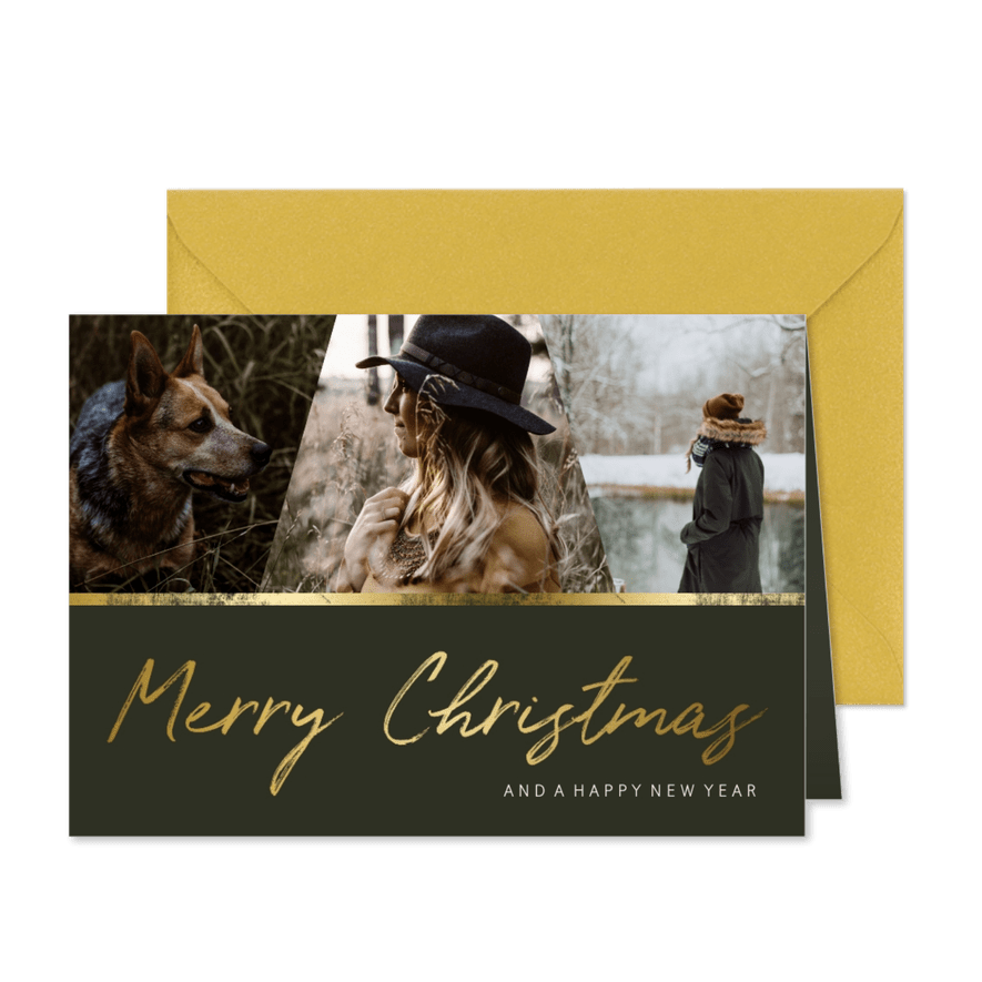 Weihnachtskarte 'Merry Christmas' mit einer Fotocollage  - Karteneindruck
