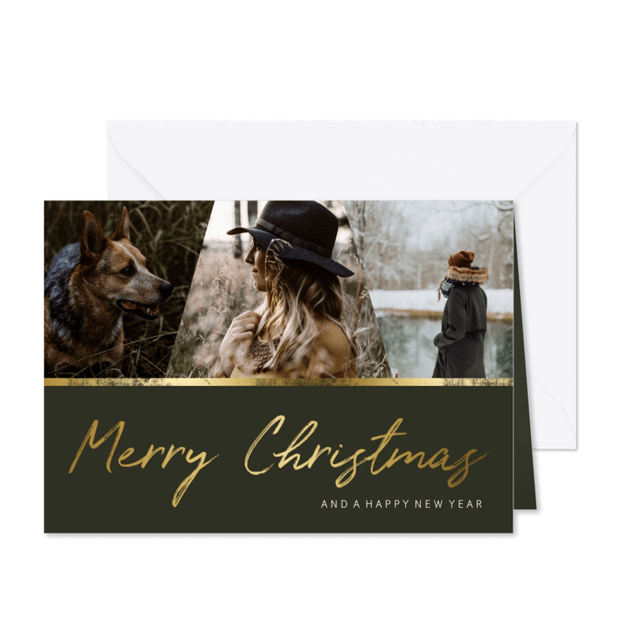 Weihnachtskarte 'Merry Christmas' mit einer Fotocollage - Karteneindruck