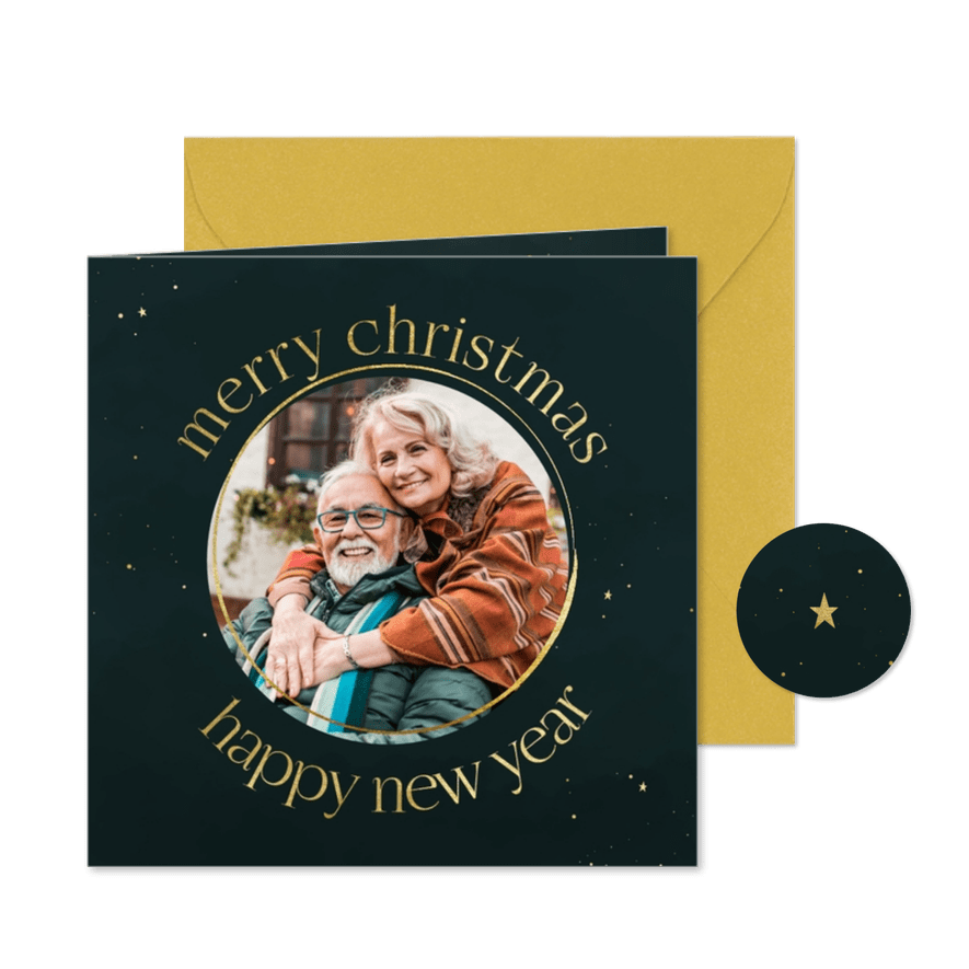 Weihnachtskarte 'Merry Christmas' rundes Foto - Kartenvorschau