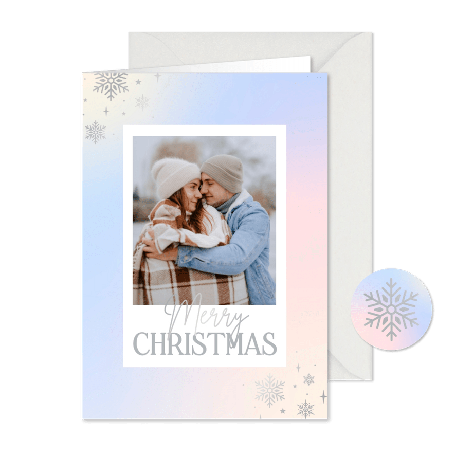 Weihnachtskarte 'Merry Christmas' Schneeflocken - Karteneindruck
