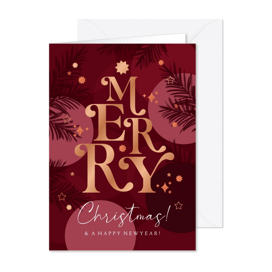Weihnachtskarte 'Merry Christmas' Tannenzweige - Karteneindruck