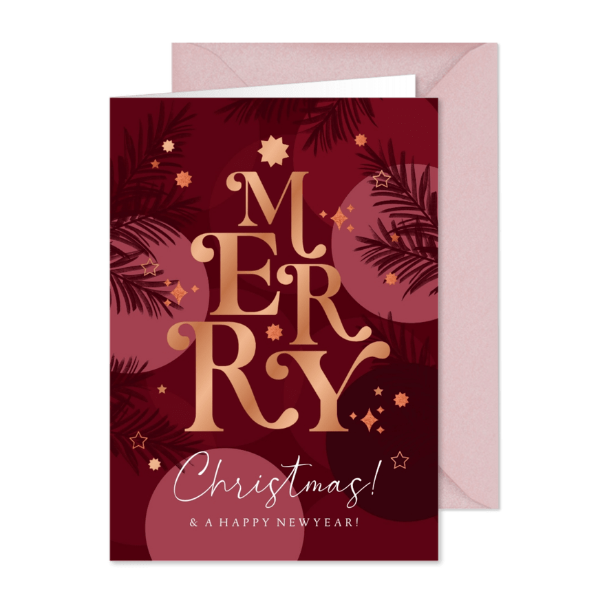 Weihnachtskarte 'Merry Christmas' Tannenzweige - Karteneindruck