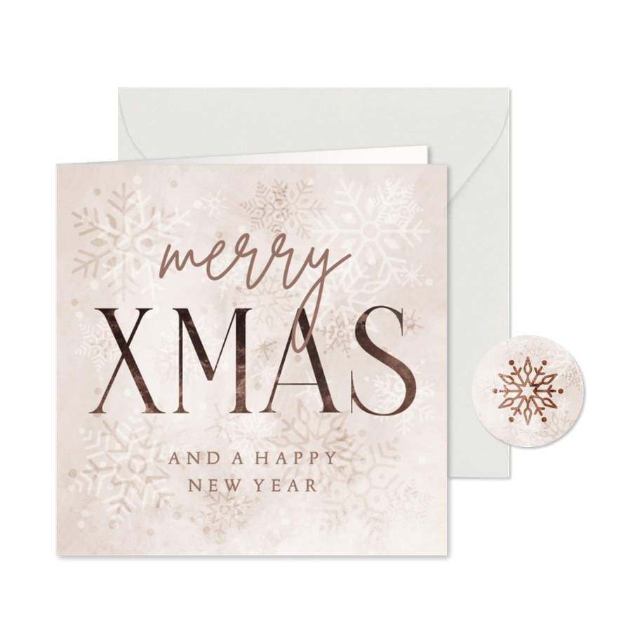 Weihnachtskarte Merry XMAS Schneekristalle - Karteneindruck
