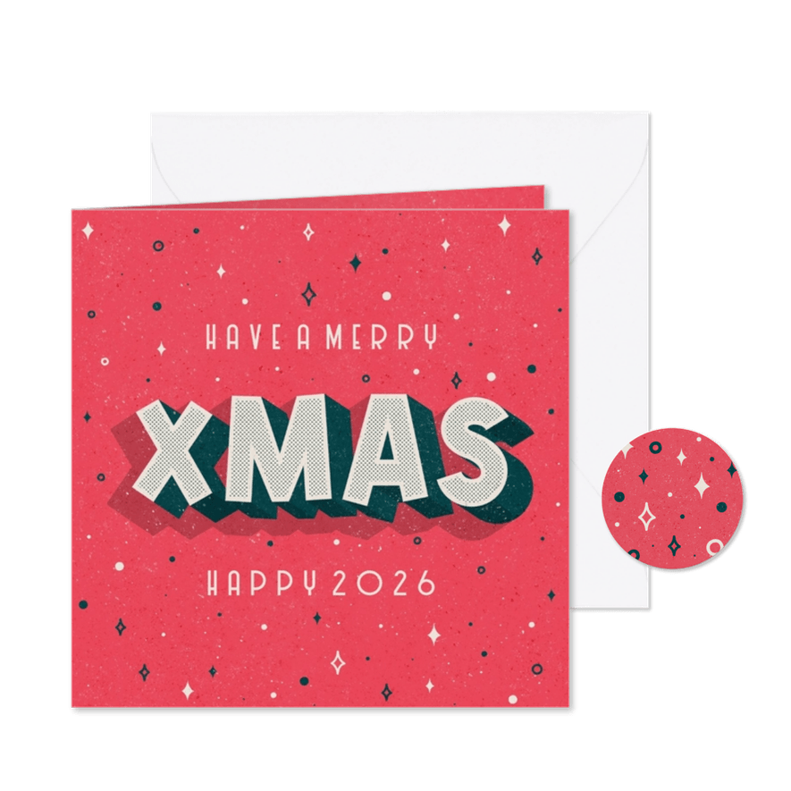 Weihnachtskarte 'Merry XMAS' Vintagelook - Karteneindruck