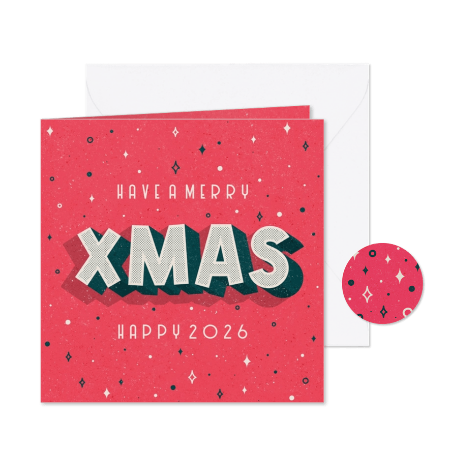 Weihnachtskarte 'Merry XMAS' Vintagelook - Karteneindruck