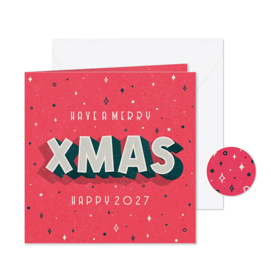 Weihnachtskarte 'Merry XMAS' Vintagelook - Kartenvorschau