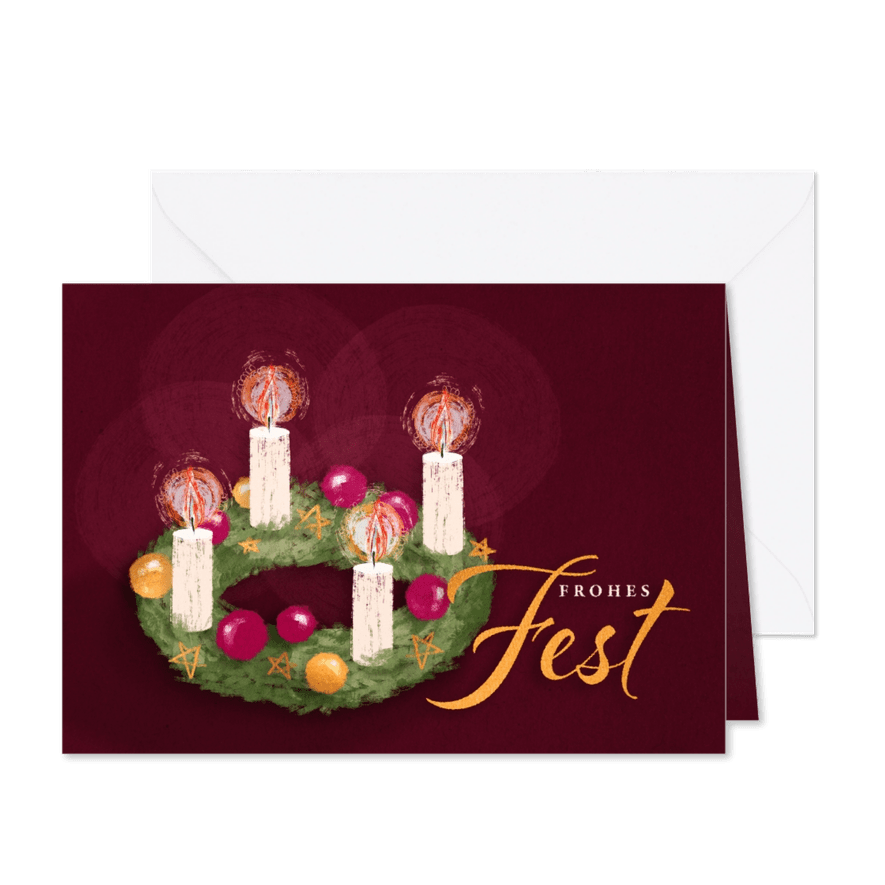 Weihnachtskarte mit Adventskranz klassisch - Karteneindruck