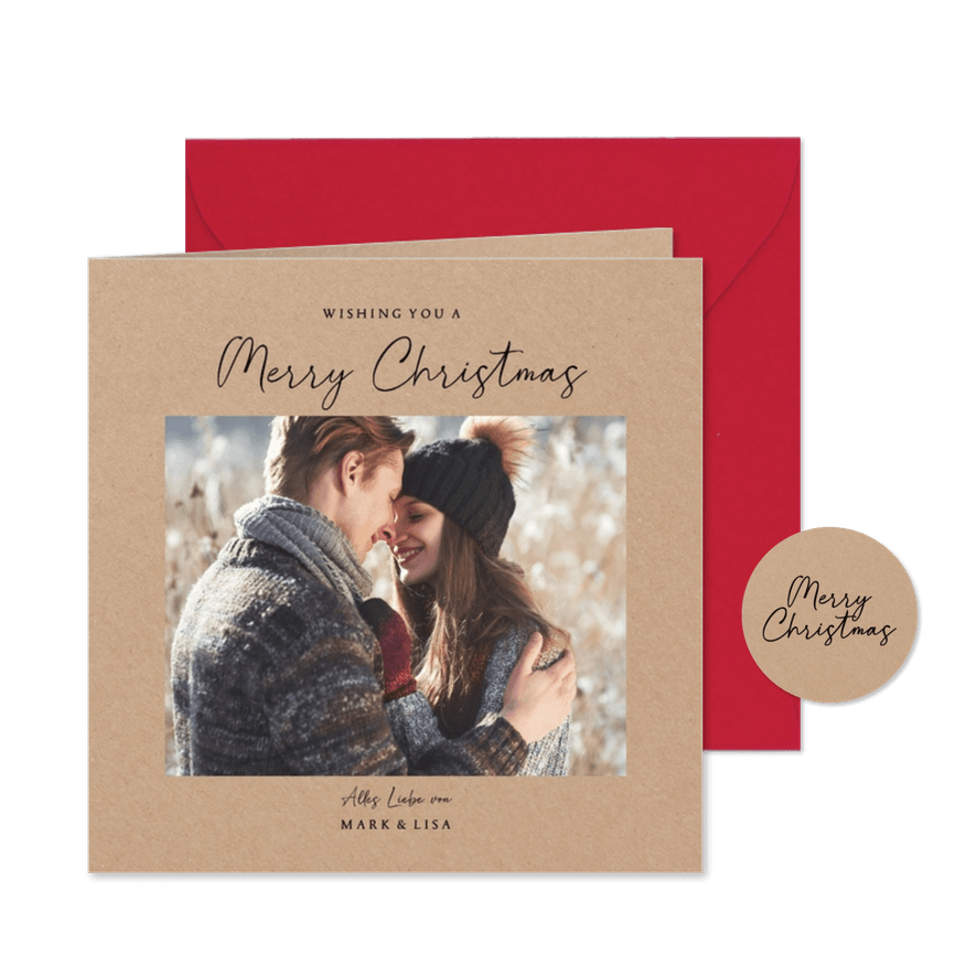 Weihnachtskarte mit Foto auf Kraftpapier schlicht - Karteneindruck