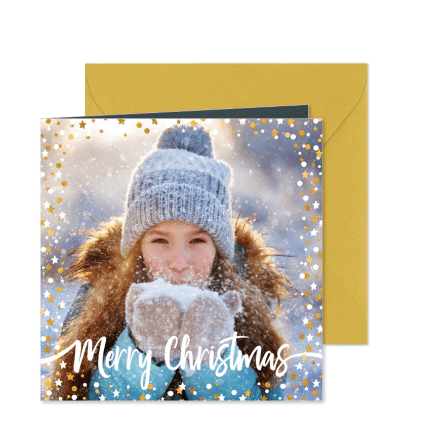 Weihnachtskarte mit Foto und modernem Rahmen - Karteneindruck